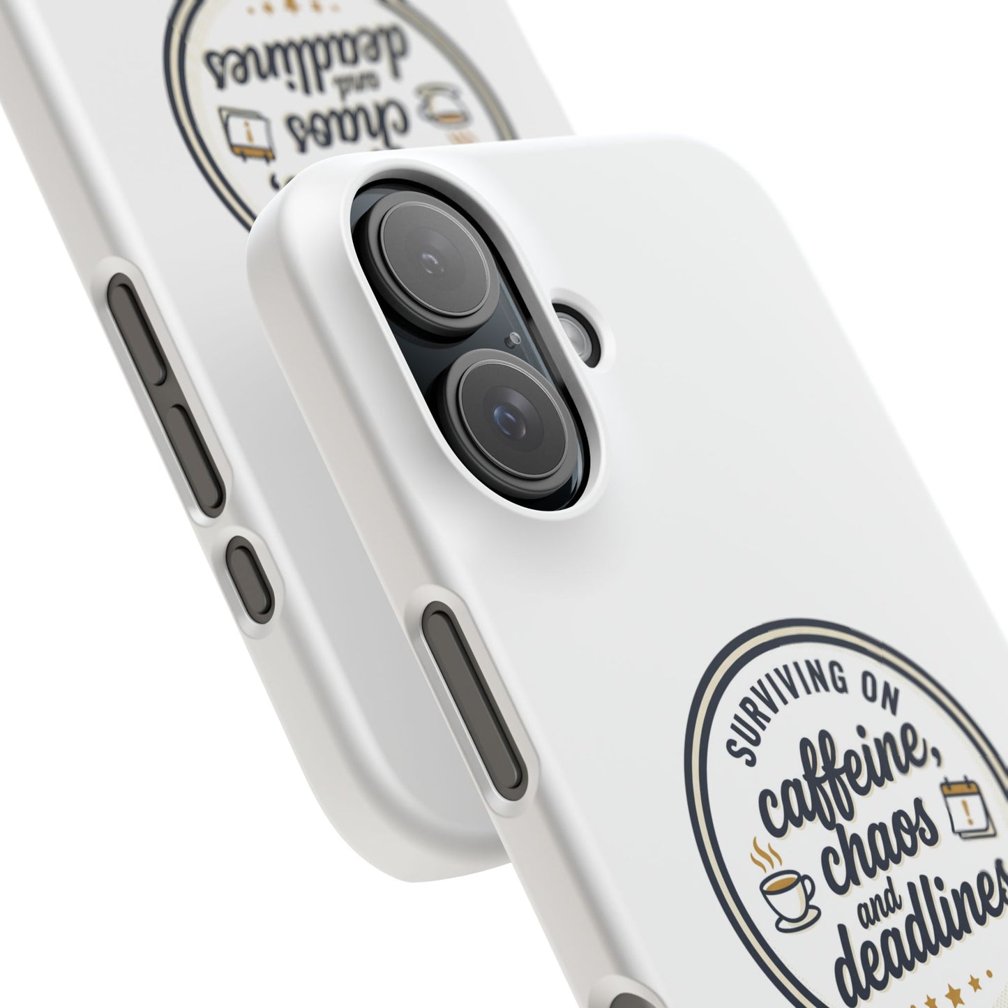 Phone Case — "Surviving on Caffeine, Chaos & Deadlines" Slim Snap Case